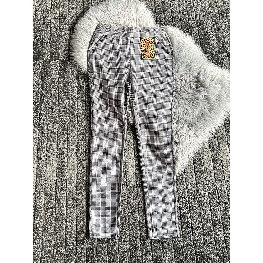 BAE‎ City Pull On Black/White Stretch Plaid Dress Pant Size 1X